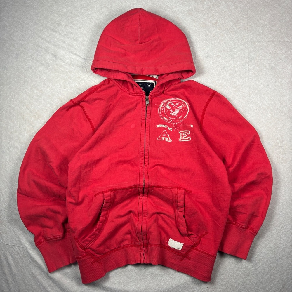 Pink Y2K American Eagle Full Zip Hoodie – L